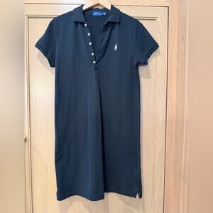 Ralph Lauren Black Polo Dress with Embroidered Logo Pullover Cotton/ medium